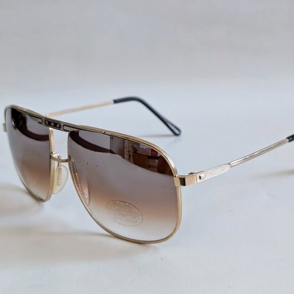 NWT Vintage 90's Large Square Metal Sport Sunglasses (S. Gold) - Picture 3 of 5